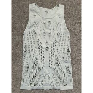 Alo Yoga Laser Cutout Tank Top White Athletic Athletic Ribbed Size S